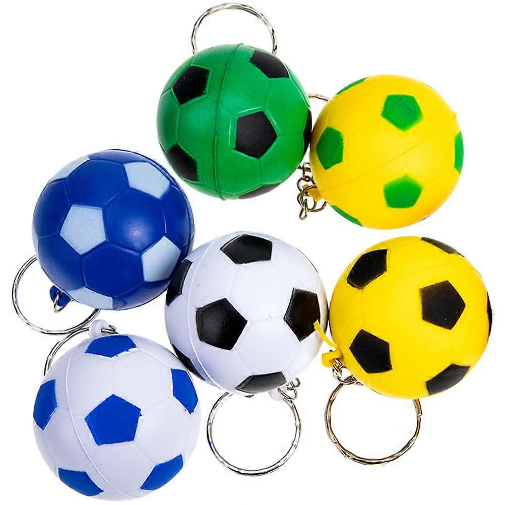 Soccer Keychain 6Pcs Soccer Ball Shape Party Favors Multi Material for Key and Bag Decorating