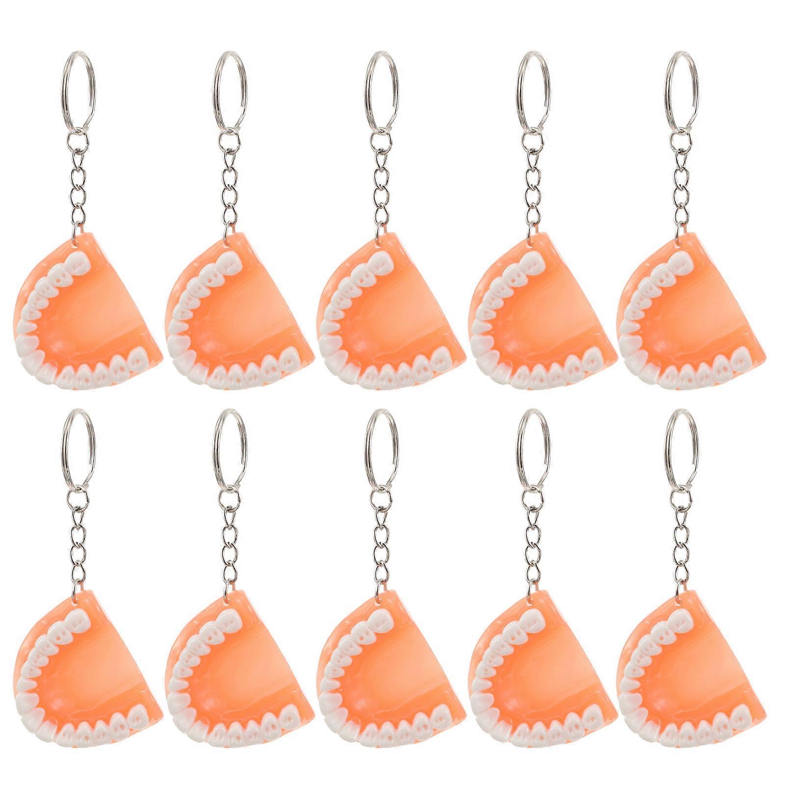 False Tooth Key Rings for Decoration 10Pcs Creative Keychain Pendants