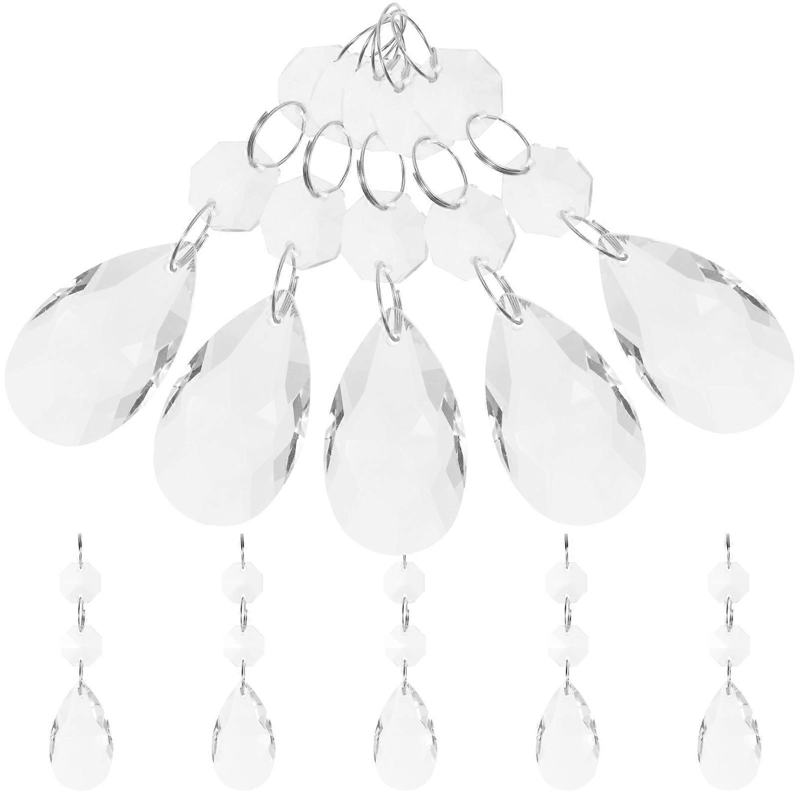 Crystal Pendant Ornament Light Refraction Ceiling Light Decor Transparent Tear Drop Shape 10Pack