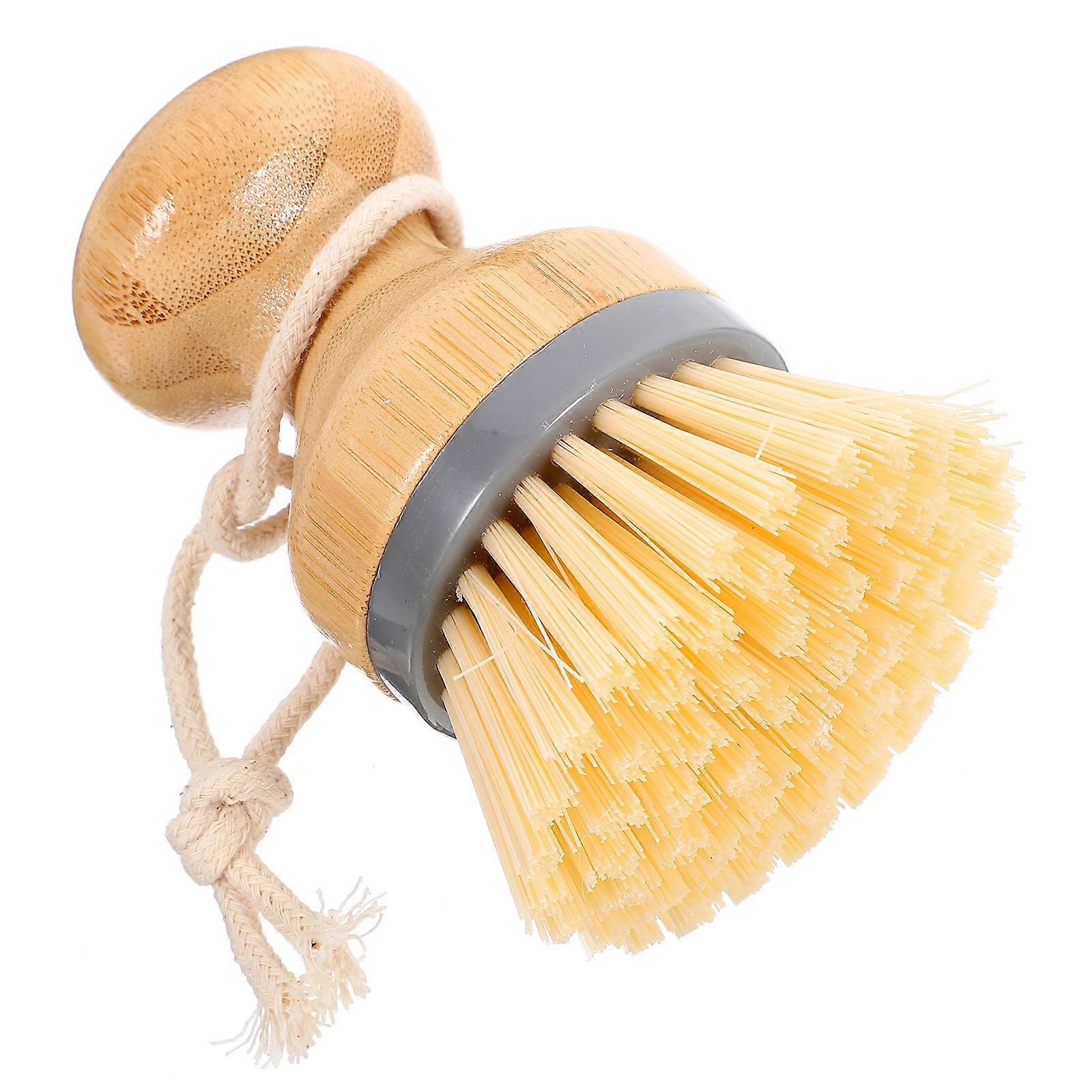 Grey Bamboo Handle Dish Brush for Cleaning 3Pcs Kitchen Scrub Brush