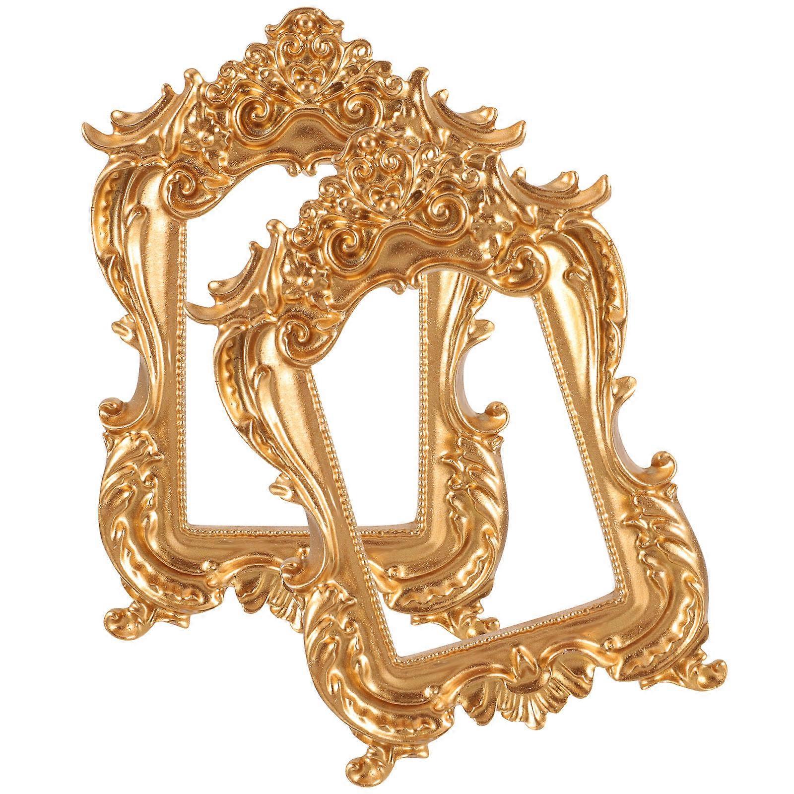 Mini Resin Picture Frame For Home Decoration 13x9.2cm Retro Style 6 Pcs Elegant Display