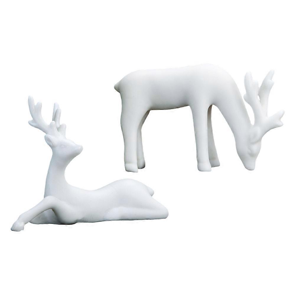 Ceramic Deer Figurines for Desktop Ornament 4Pcs