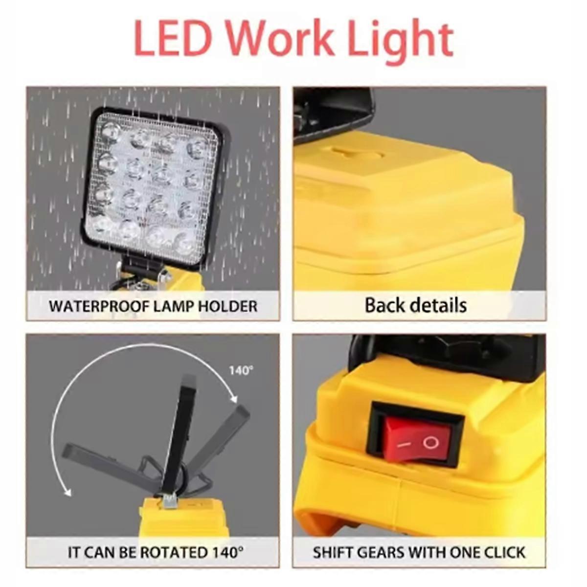 For 18V Li-Ion Battery Cordless LED Work Light Flashlight