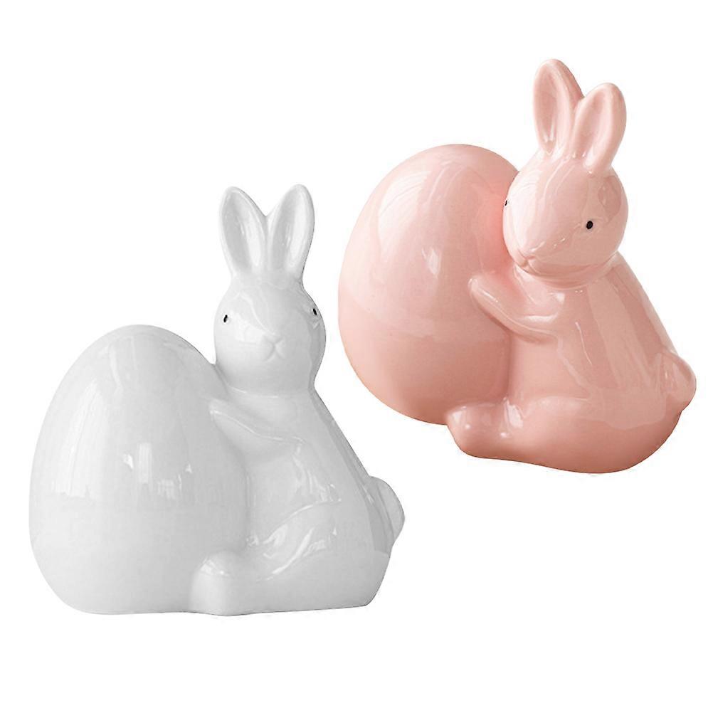 Ceramic Easter Bunny Figurines for Cute Storage 8Pcs
