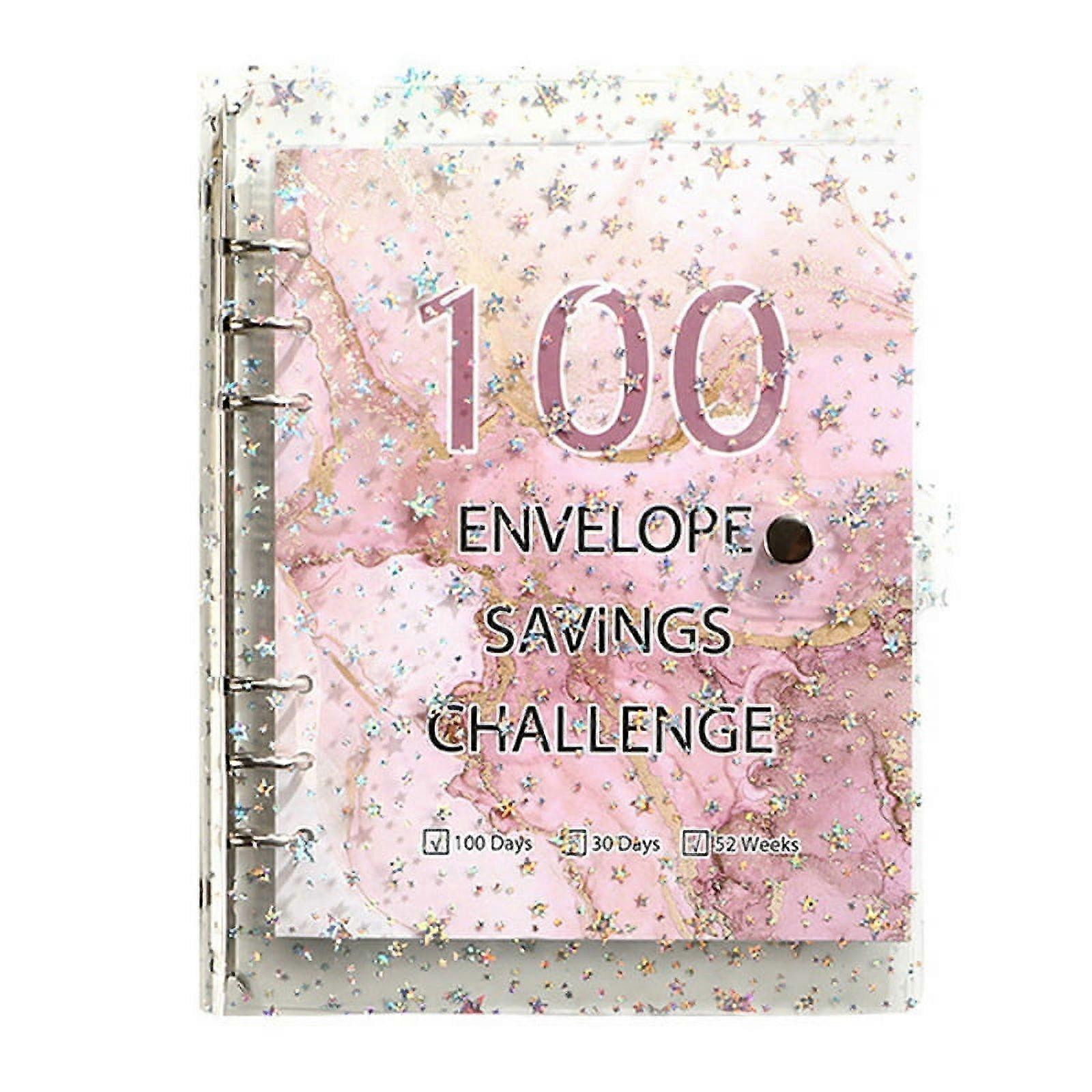 100 Envelope Challenge Binder Savings Binder for Save 5050 with Cash Envelopes for Budget Planning Pink