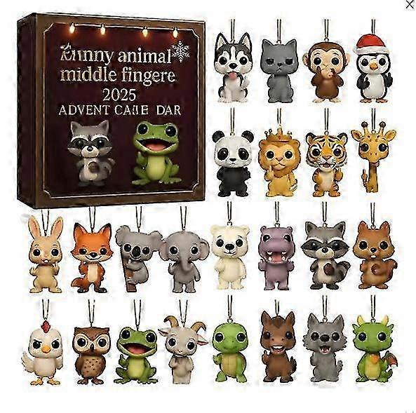 Funny Animal Advent Calendar, 24 Days Christmas Countdown Calendar with Rude 26s