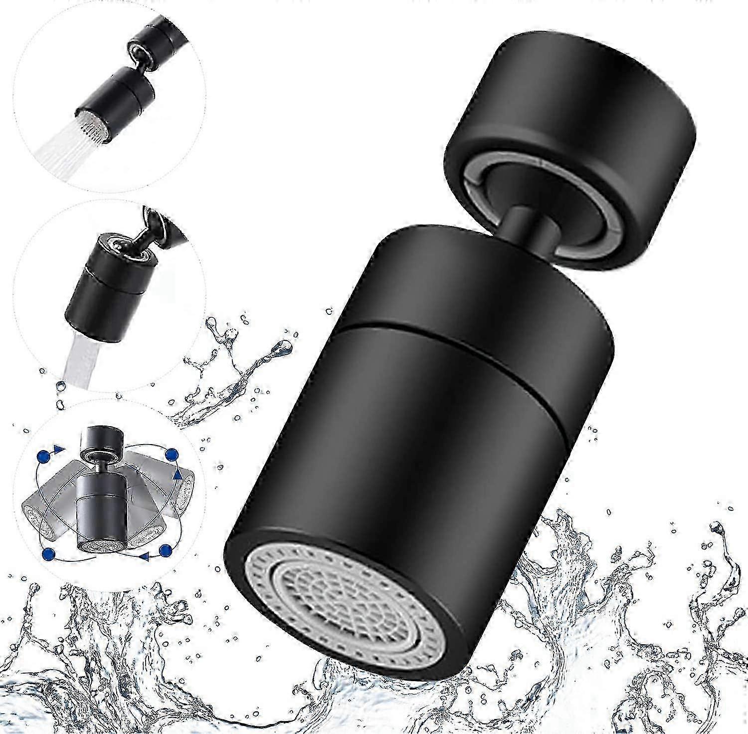 Faucet Aerator,360 Degree Swivel-2 Modes Adjustable Kitchen Faucet Filter Bubbler,with 22mm External Thread-24mm Internal Thread Adapter
