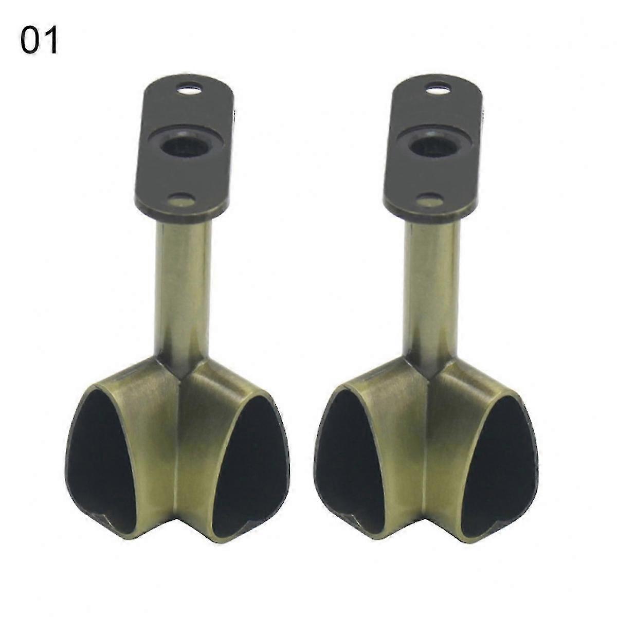 2pcs Alloy Ceiling Mounted Bracket Corner Wardrobe Rod Clothes Rail Lever Holder