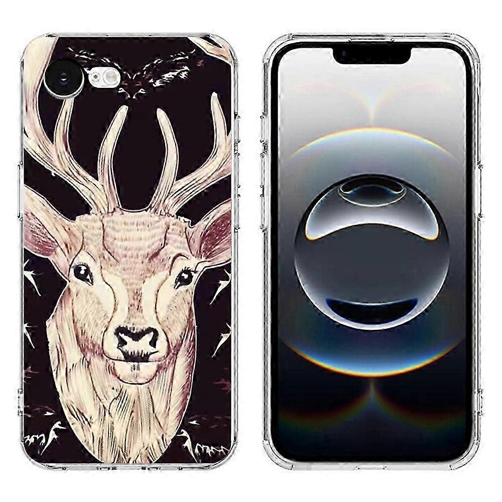 iPhone 16e Case with Deer Head Pattern TPU Back Cover - Custom Print Cell Phone Accessories