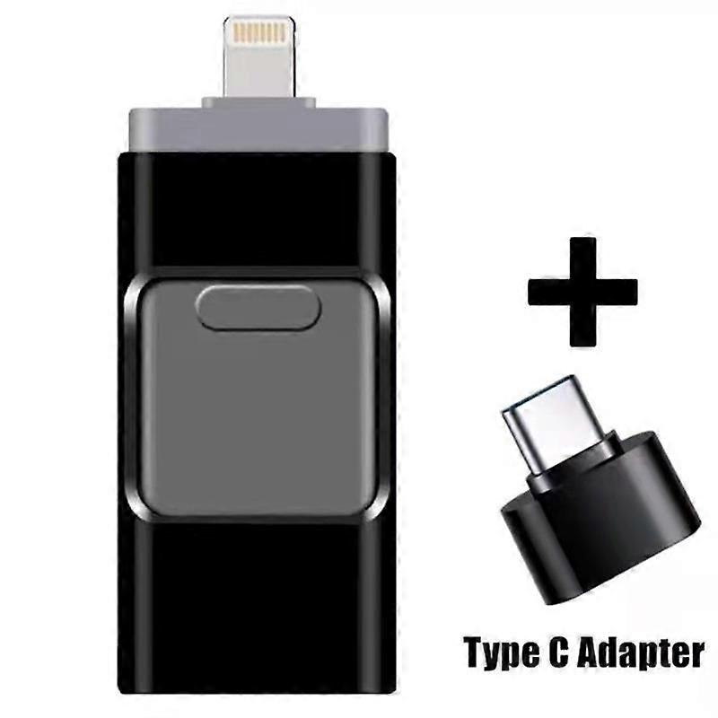 Three-in-one U disk 32G metal push-pull U disk suitable for Apple Android mobile phone with usb interface color:black