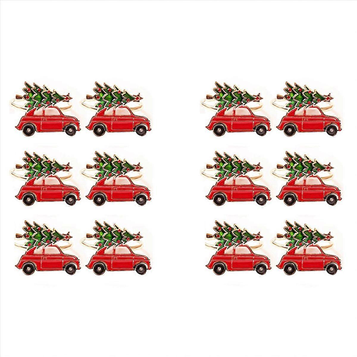 6 Stück niedlicher Serviettenringhalter aus Metall in Autoform für Weihnachten