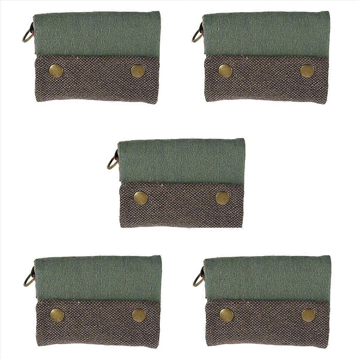 Unisex Three Layer Folded Manual Canvas Wallet Bag（Green）