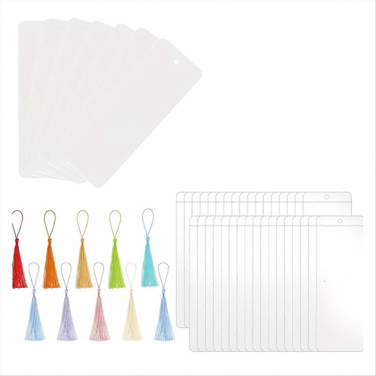 Paper Blank Bookmarks with Tassels Clear Bookmark Blanks Colorful Tassels Cardstock DIY Bookmark Mak