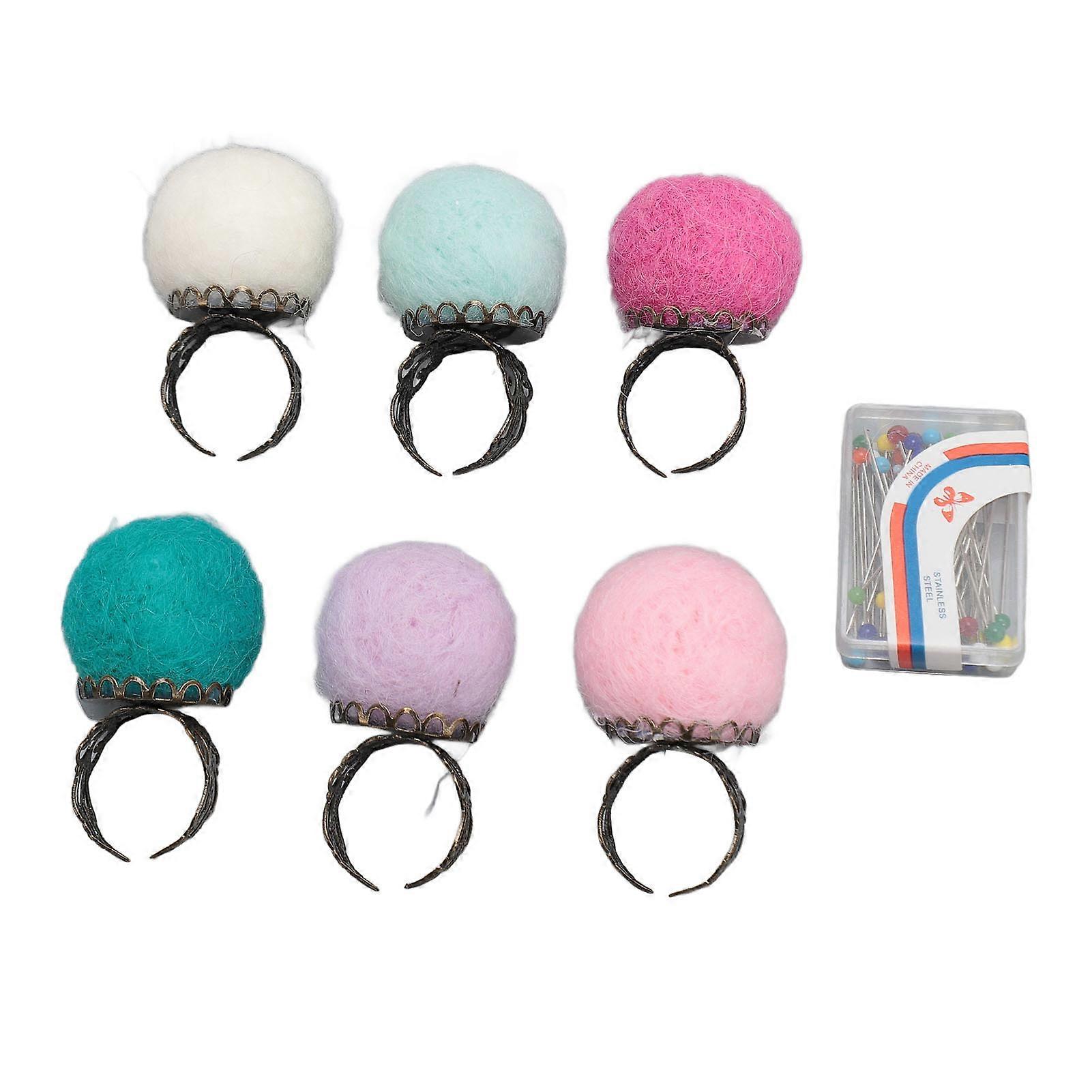 6pcs αισθητά δαχτυλίδια μαξιλαριών καρφιτσών με τα vintage ελαφριά μαξιλάρια καρφιτσών δακτύλων υφάσματος για τα ανοιχτά χρώματα καπιτονέ χειροτεχνίας DIY