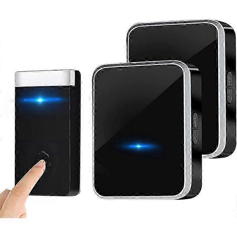 Wireless Doorbell [No Batteries Needed], Waterproof Doorbell Electronic Chime Set with 2 Plug-in Receivers, 150M Range