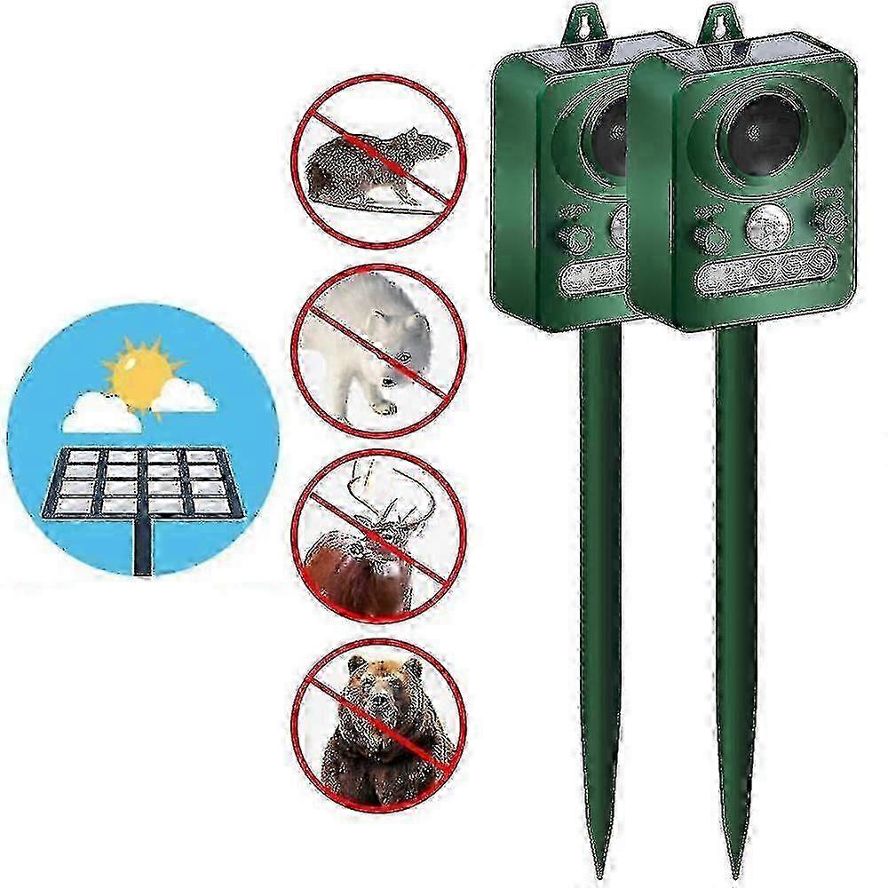 Outdoor Solar Ultrasonic Animal Repeller With Motion Sensor And Flash To Sc