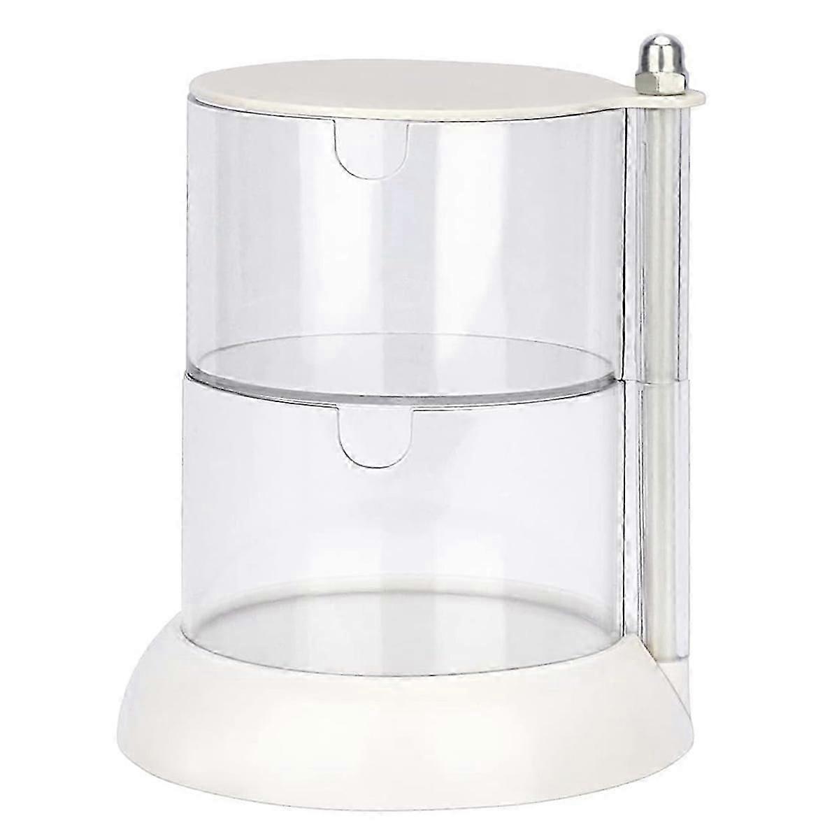 Multi Layer Powder Puff Organizer Breathable Dustproof Earring Rotatable Container for Home ,2 Tiers ,White