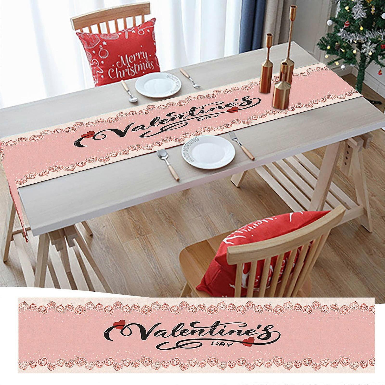 WinysinValentine's Day Table Flag Home Decoration Printing Table Mat Encryption Linen Table Insulation Table Flag
