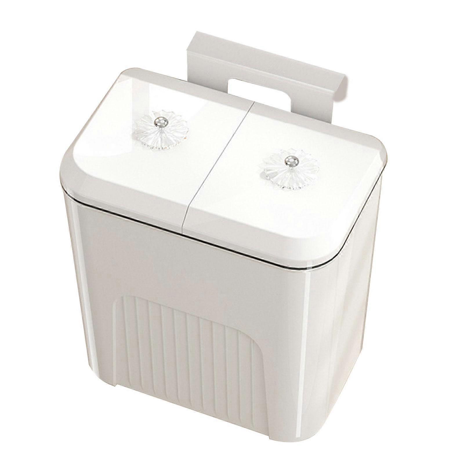 Wall Mounted Compost Bin Dry and Wet Separation Rubbish Holder Trash Can with Two Lid for Under Sink or Desk Home Office