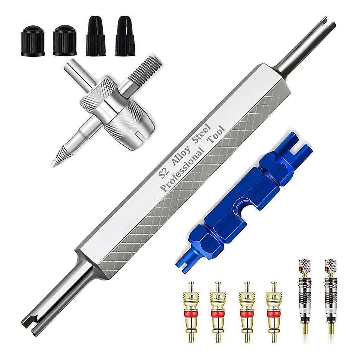 Tire Valve Stem Removal Tool Kit, R134A R12 A/C Schrader Valve Stem Core Remover Tool for Car Bicyc