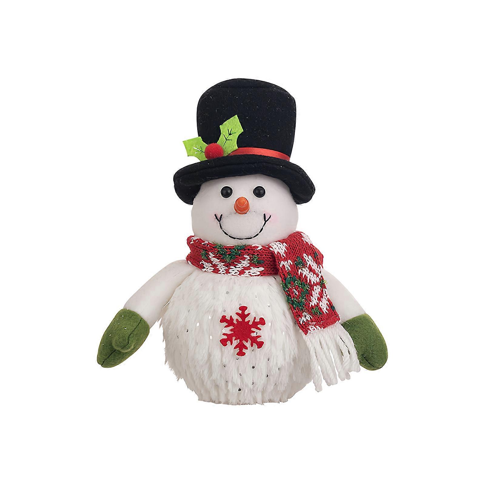 Traditional Christmas Snowman Statue with Energy Efficient LED Night Light Function Battery Operated Tabletop Ornament Multicolor