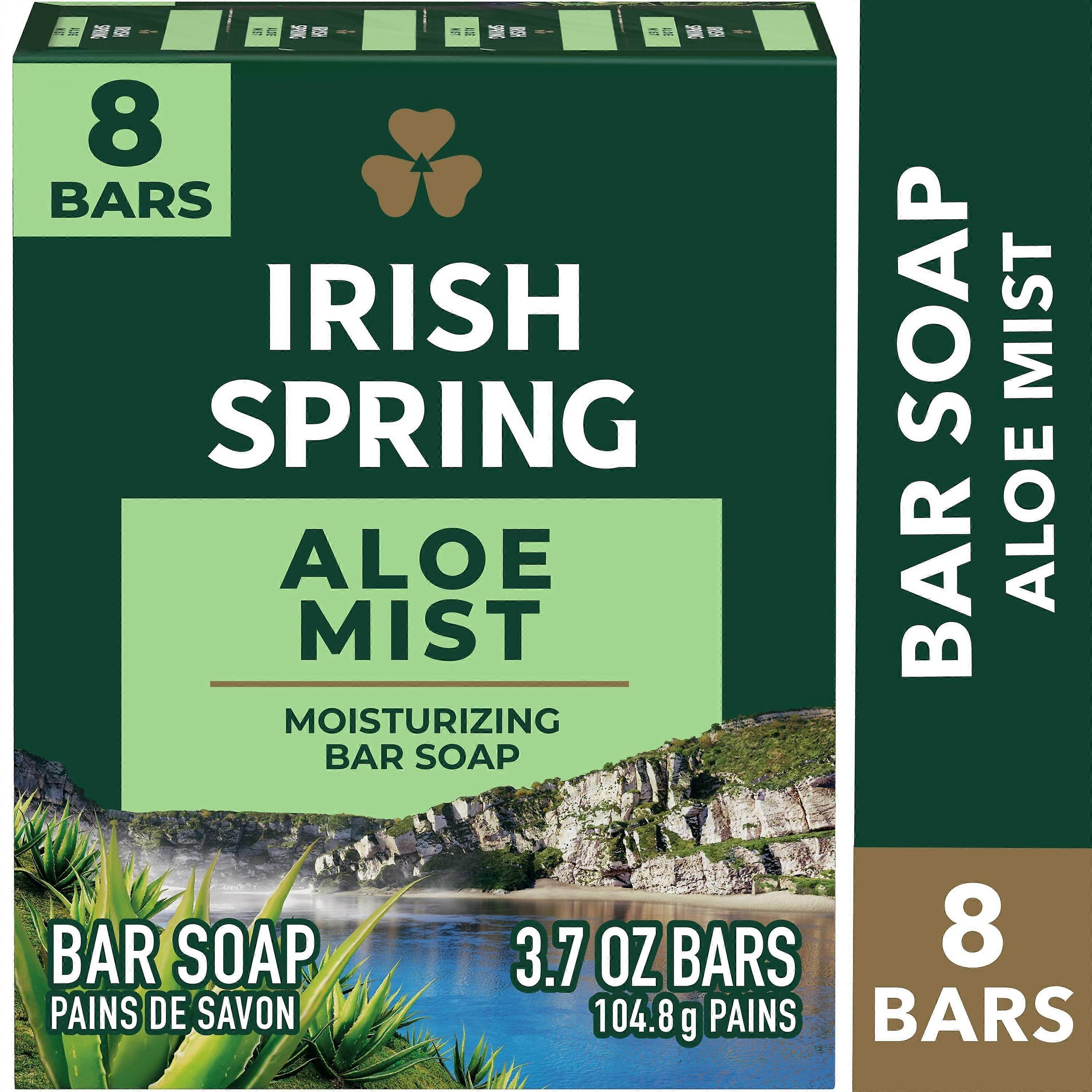 Irish Spring Bar Soap Pack For Men, Aloe Mist, 8 Ea