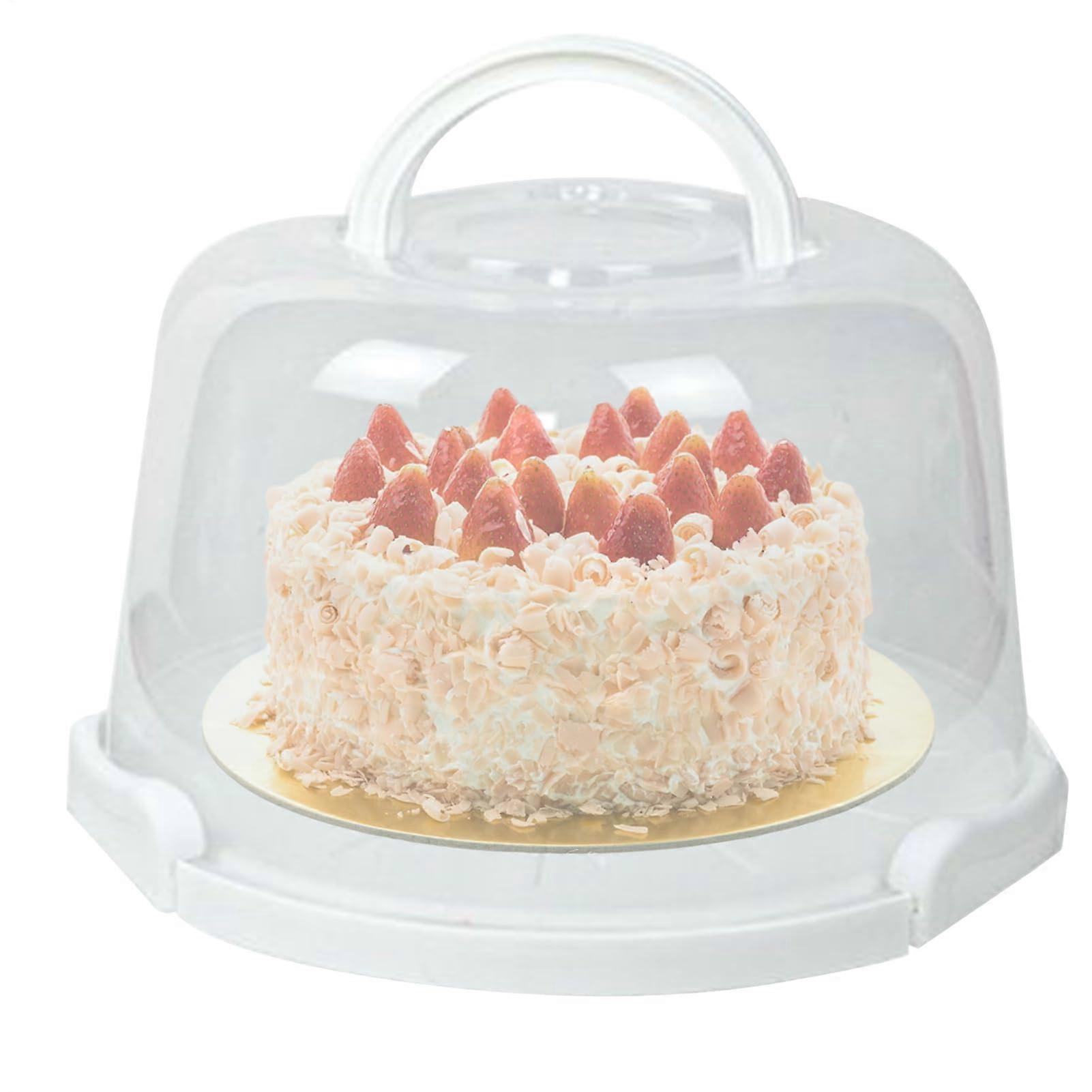 Cake Carrier with Handle, Reusable Clear Cupcake Container for Bakery, Cookies, Desserts, Travel 10 Inches