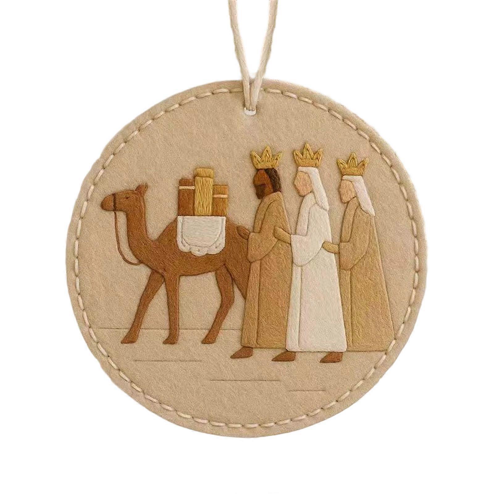 Nativity Scene Felted Craft Ornament Set With Instructions Religious Themed Embroidery Supplies For Christmas Decoration Multicolor
