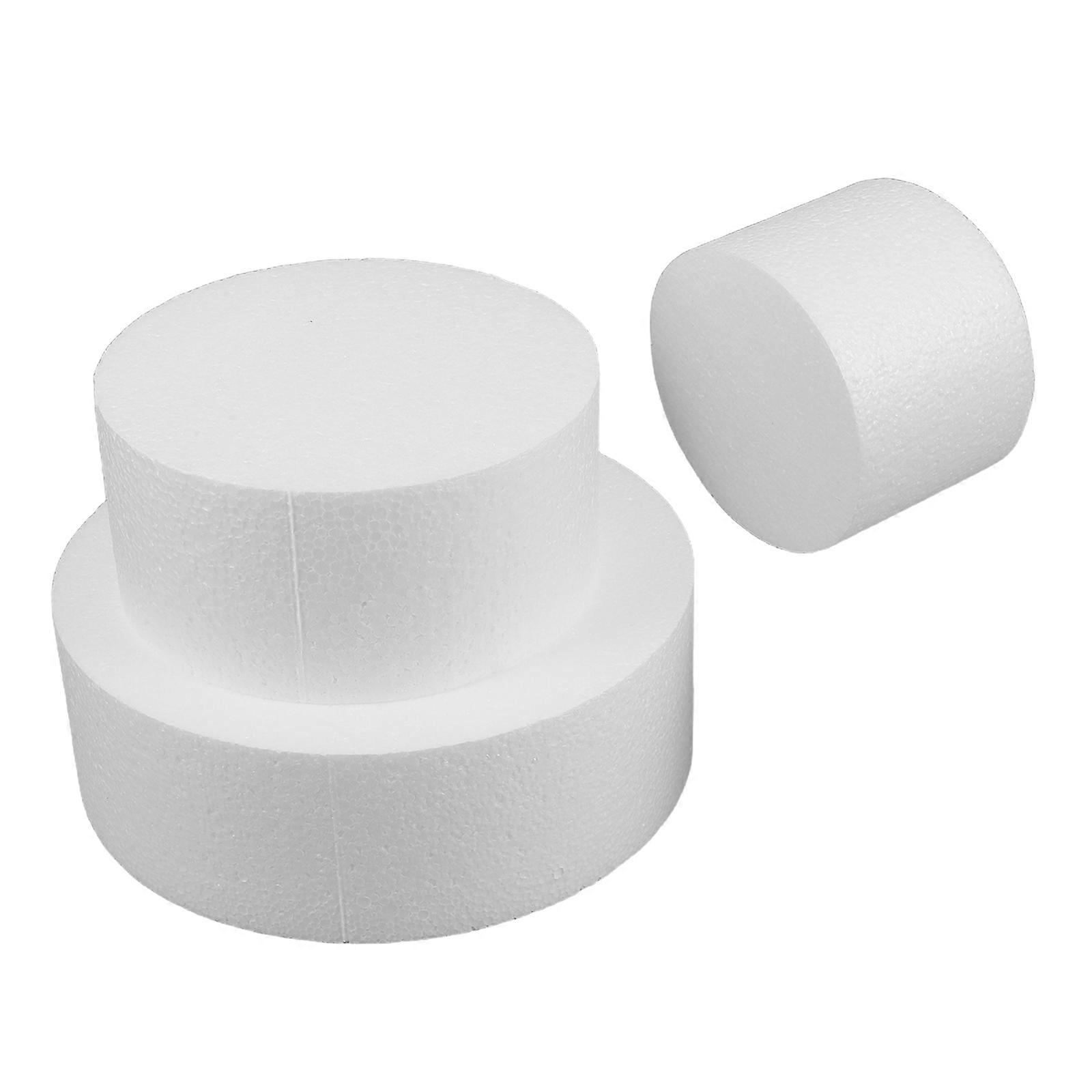 Round Foam Cake Dummy Mold for Practice Decorating 3Pcs White Foam