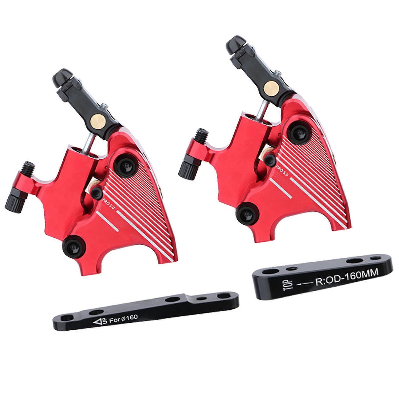 Machined Road Cycle Disc Brake Bidirectional Plunger Structure  Mixture Building For 140mm 160mm Propellers Strong Halting  Red