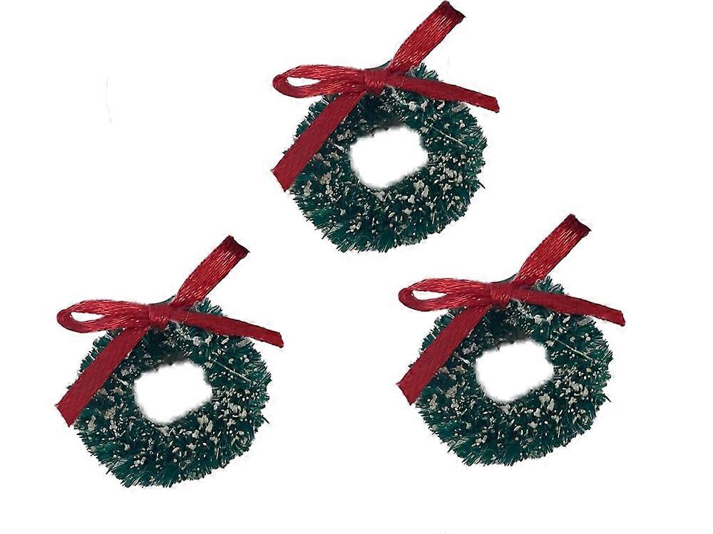 بيت الدمى ثلجي أخضر مزين عيد الميلاد إكليل باب مصغر ملحق 1:12