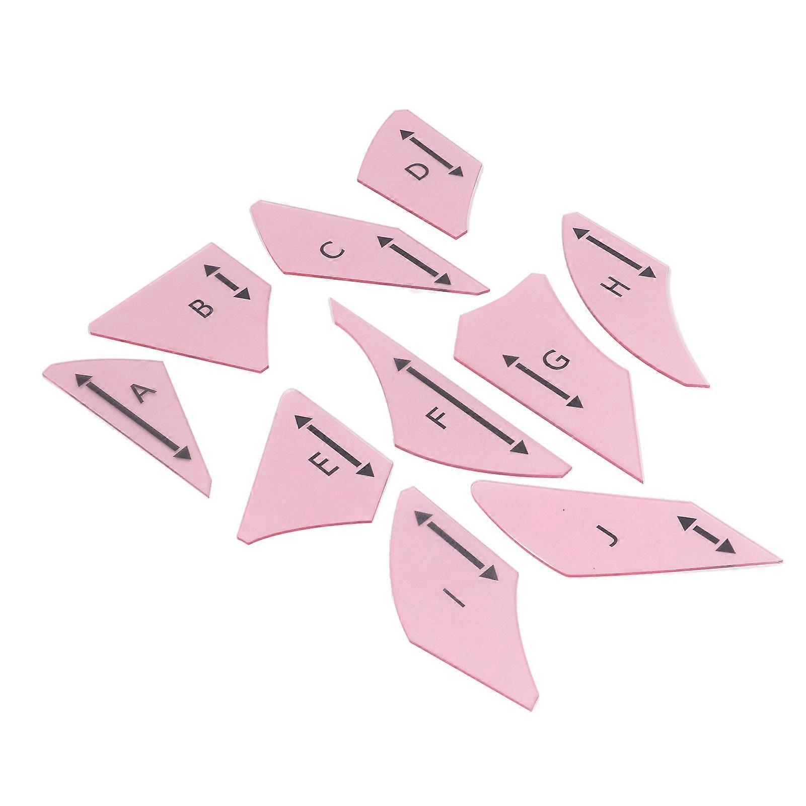 10Pcs Patch Work Ruler Acrylic Multifunctional Portable Sewing Ruler for Crafts Pink