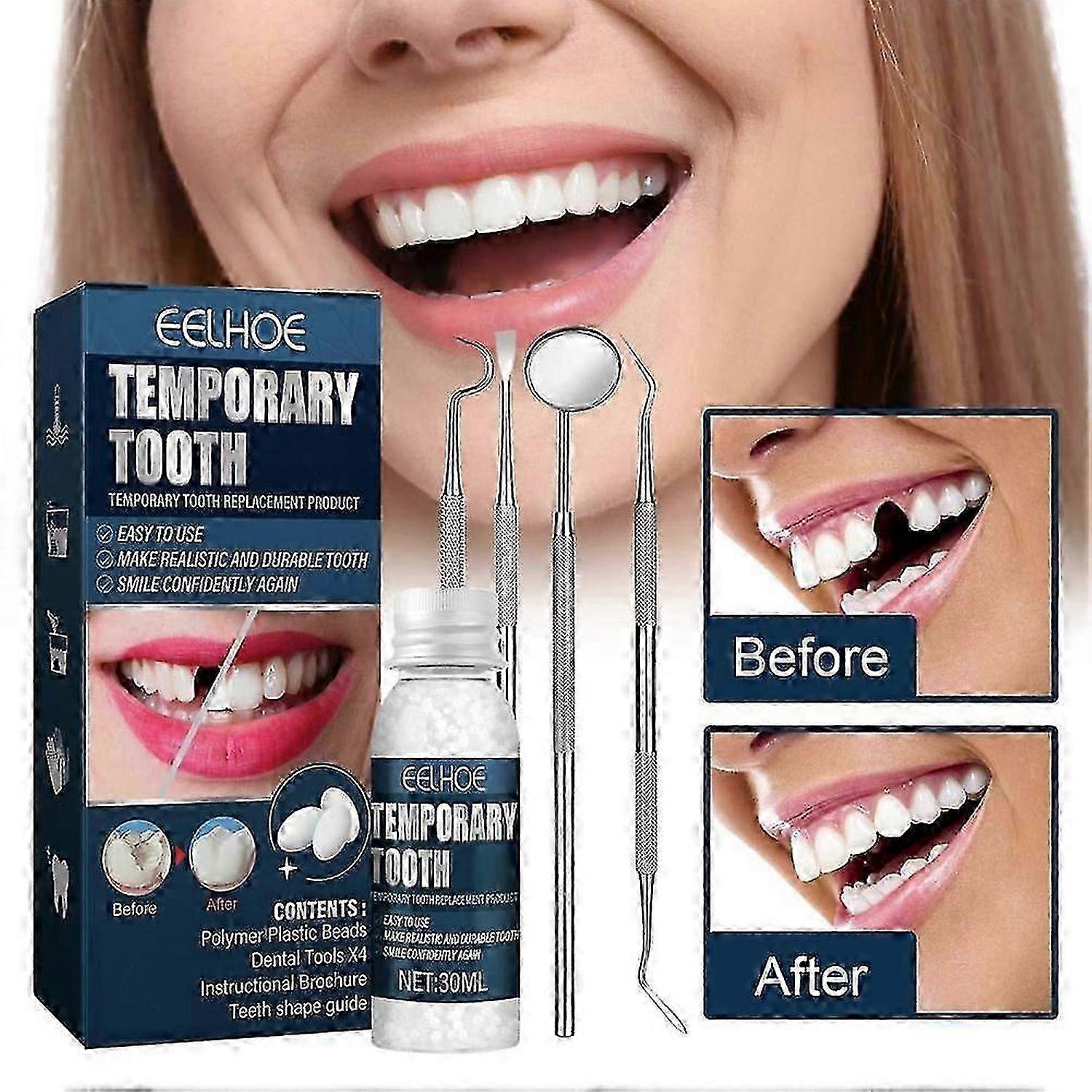 Temporary Tooth Repair Kit for Fixing Broken Teeth and Filling Gaps Non Toxic Dental Solution