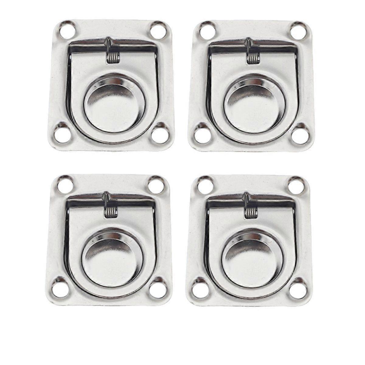 4PCS Marine Recessed Pull Handle Stainless Steel 304 44x38mm Pull Handle Locking Pull Ring for Marin