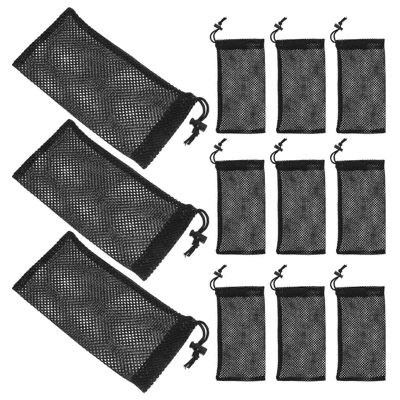 Small Gym Drawstring Bag Mesh Equipment Bag for Storage 40Pcs Black