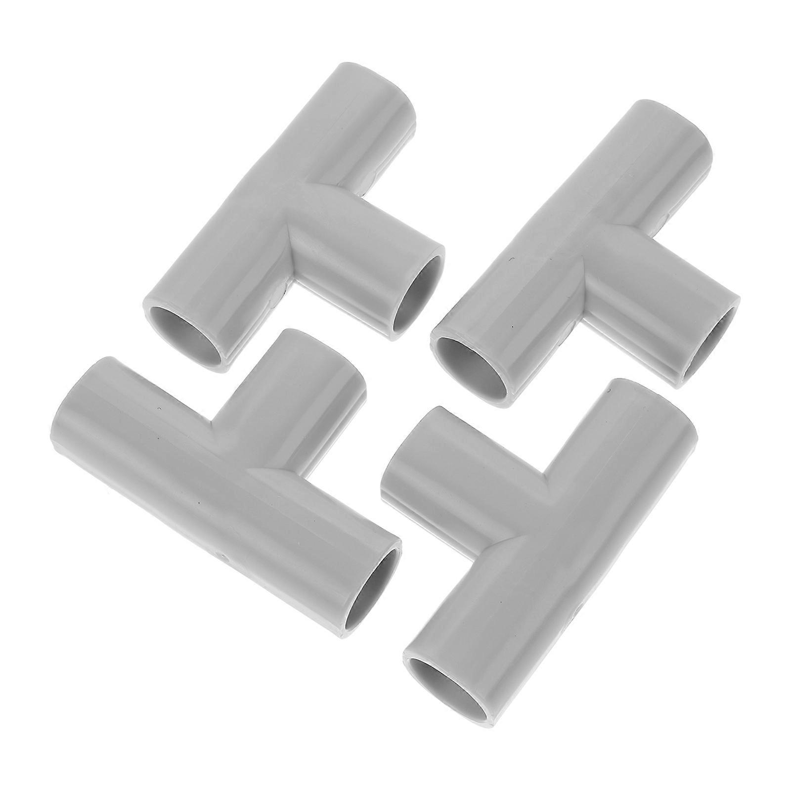 Durable PVC Pipe Fittings Tee Connector 4Pcs for Light Grey Shelf Setup