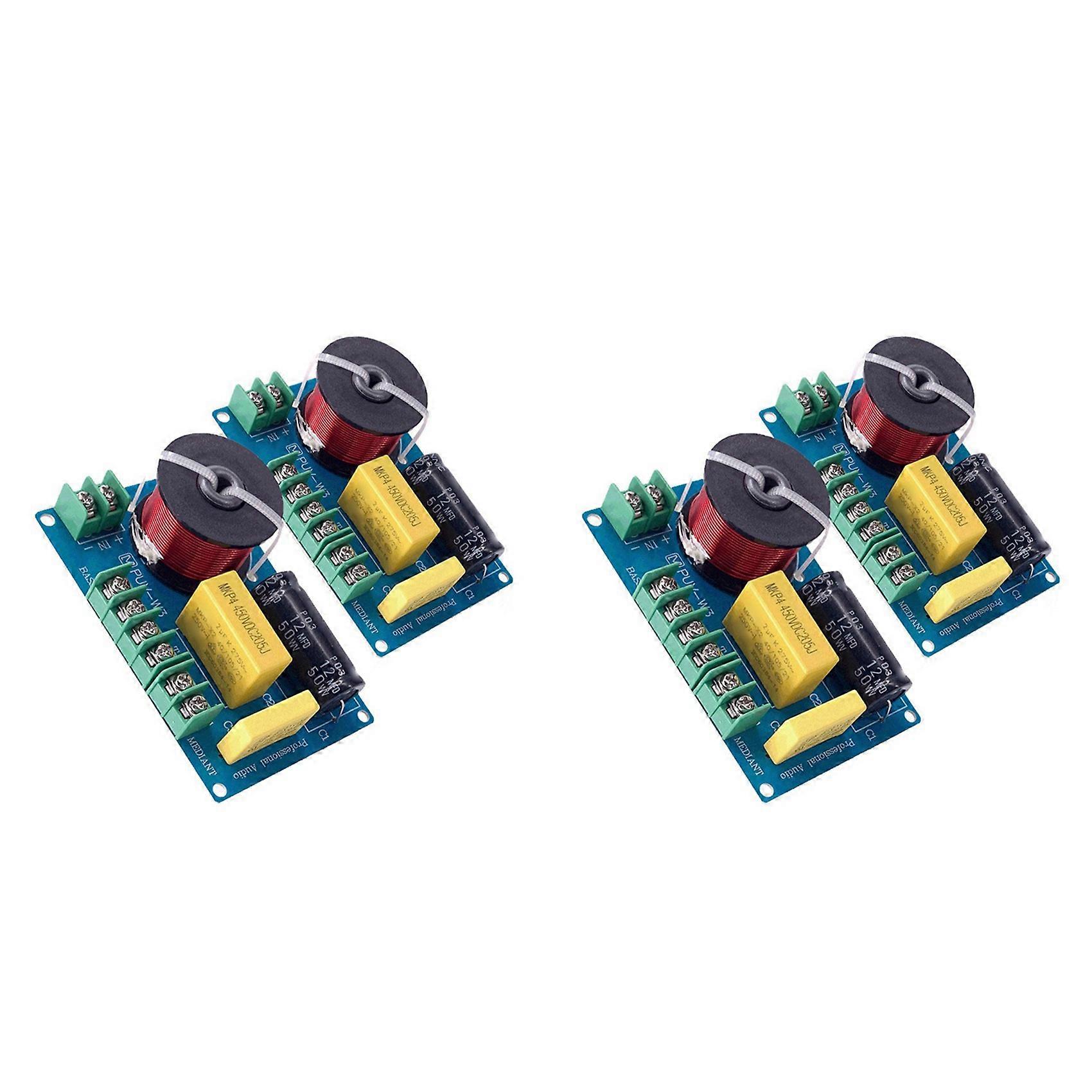 4PCS 200W 3-Way Audio Hifi Filter Circuit Board Stereo Speaker Crossover Filters Treble/Bass 3 Unit Frequency Dividers