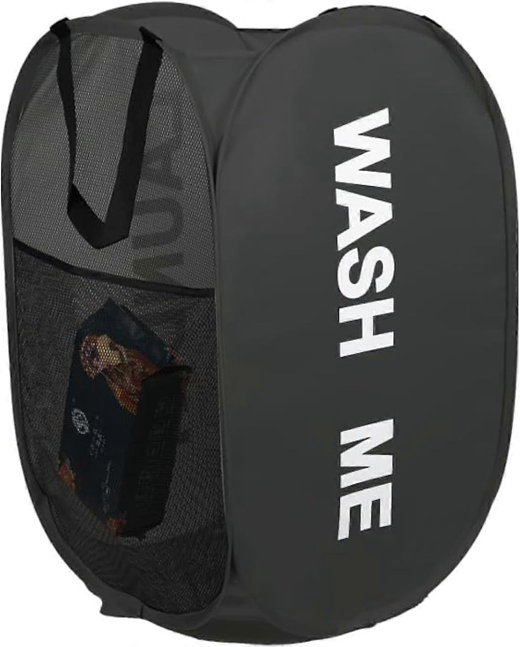 Collapsible Laundry Basket, 75L Large Pop-Up Mesh Washing Basket, Foldable Laundry Hamper with Side Pocket