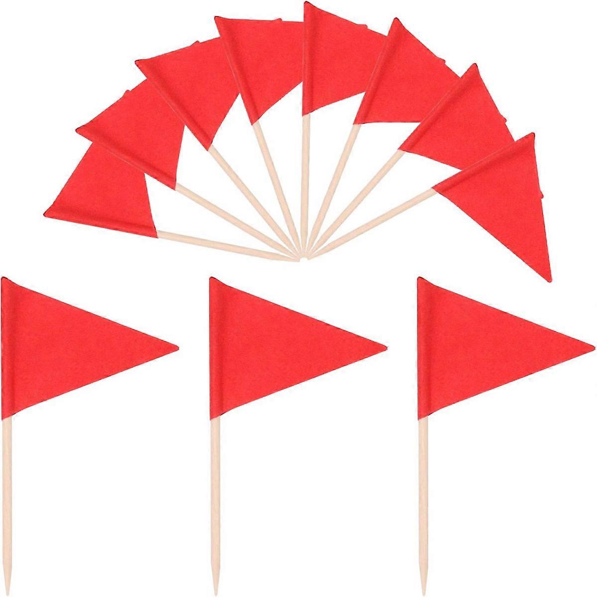 100 Pcs Solid Red Toothpick Flags Small Mini Plain Red Color Stick Cupcake Toppers Flags DIY Decorat