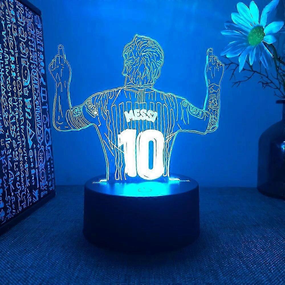 Touch Sensor Night Light for Lionel Messi, 3D LED Lamp with 16 Color Options and Remote Control