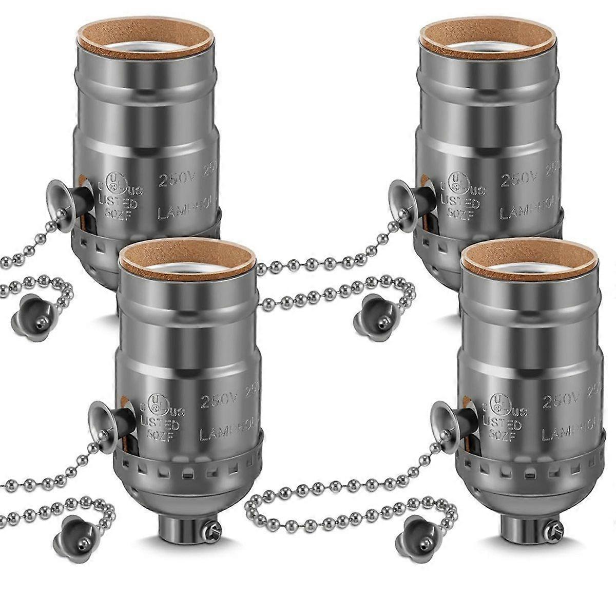 Vintage E26 Lamp Socket with Pull Chain Switch 4Pack Bulb Base