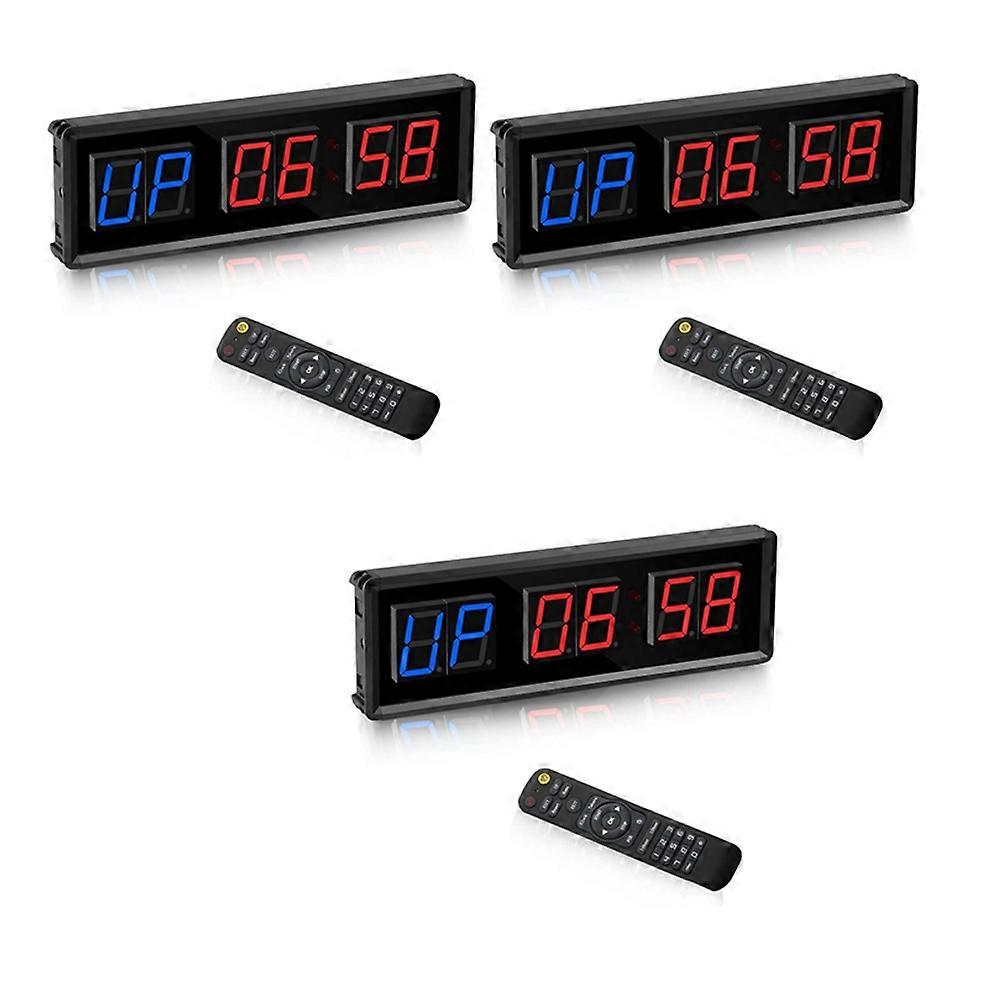 3X Gym Timer,LED Interval Timer Digital Countdown Wall Mounted Clock Fitness Timer,Digits Down/Up Clock Stopwatch