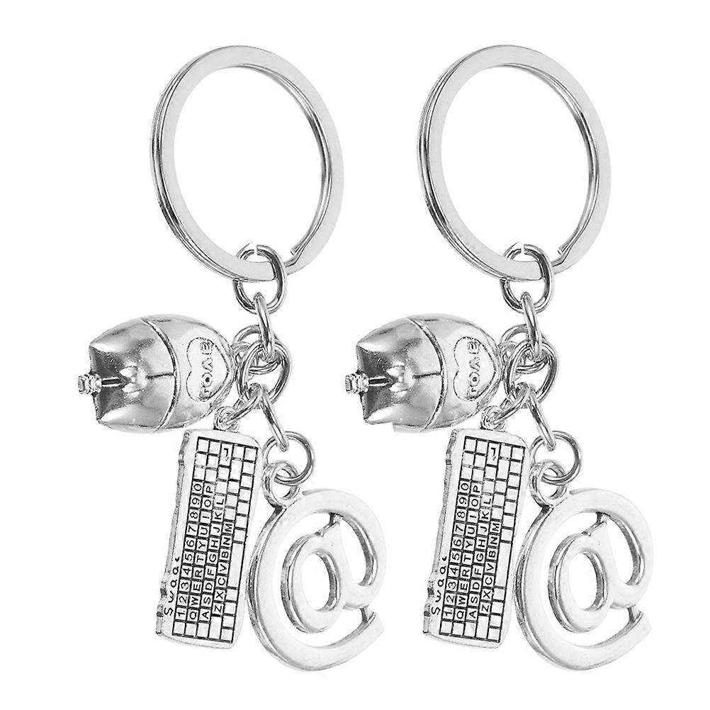 Computer Keychain for Hanging Keys 2Pcs Alloy Keyboard Theme Accessory