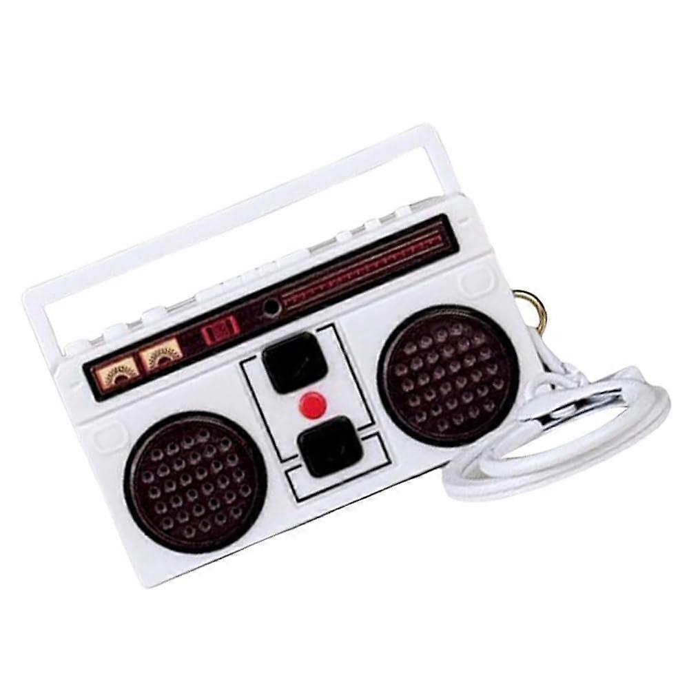 Mini Voice Recorder Keychain with OneTouch Recording, Vintage Cassette Design, PocketFriendly White