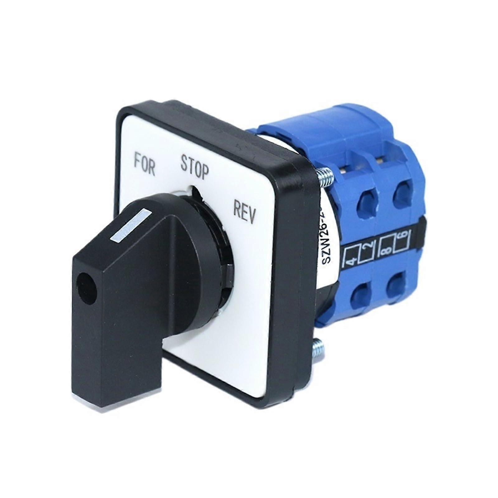 20A 2 Phase Rotary Selector Switch, 8 Terminal Durable Cam Changeover, Easy Panel Mount 64x64mm