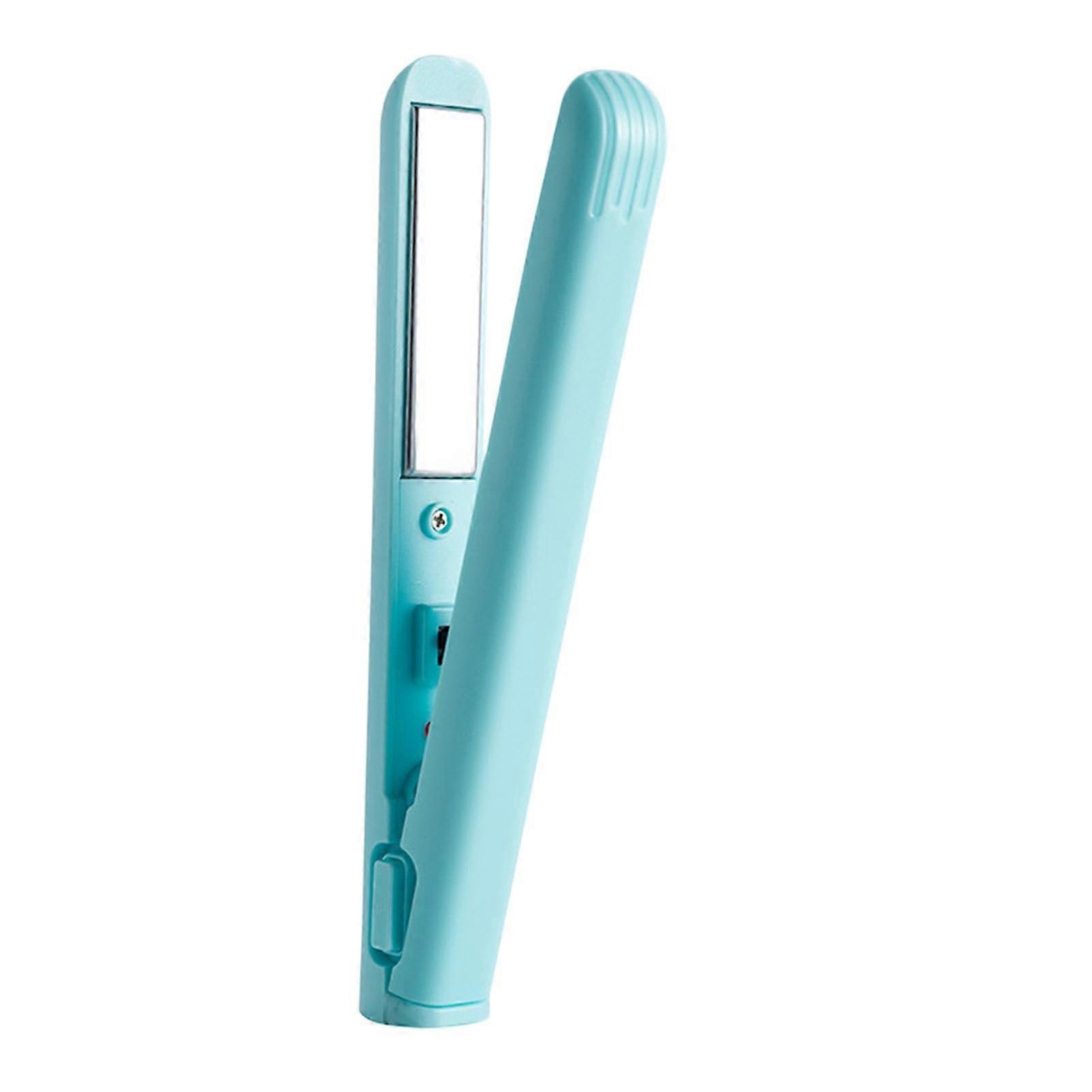 Hair Straightener Ceramic Flat Iron with Fast Heat Up and Safe USB Charging, Mini Travel Blue
