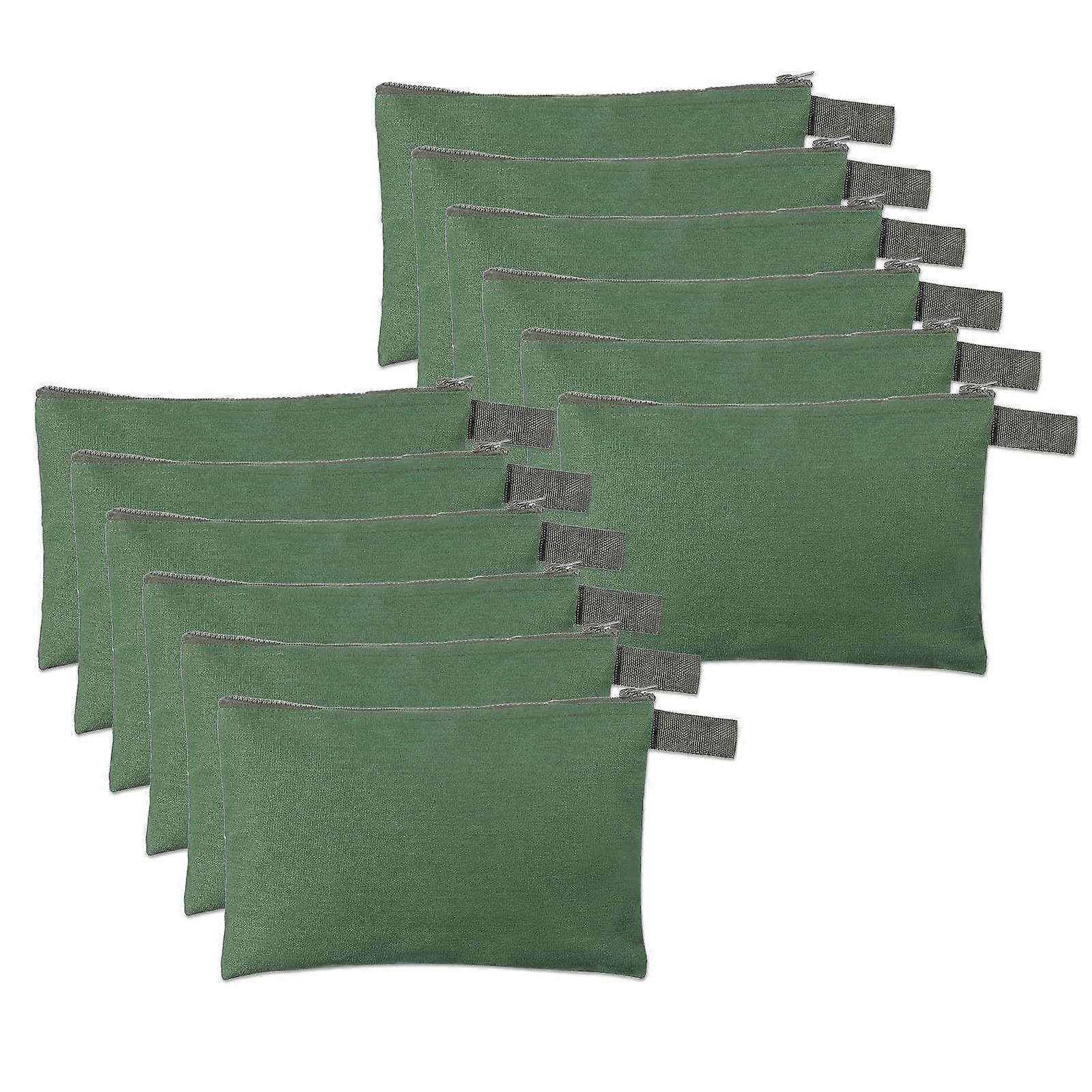 12 Pcs Heavy Duty Canvas Tool Bag Set with Zipper Pouch Organizer for Tool Storage Army Green