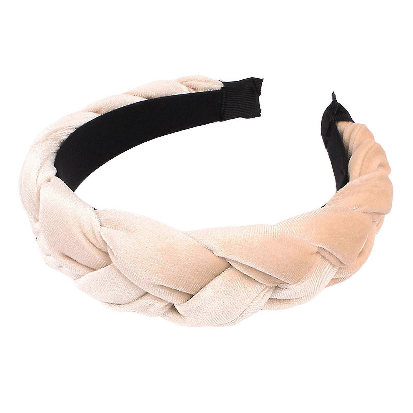 Braided Twist Elastic Non-slip Elegant Women Headband Solid Color Wide Heightened Velvet Hair Hoop Hair Accessories