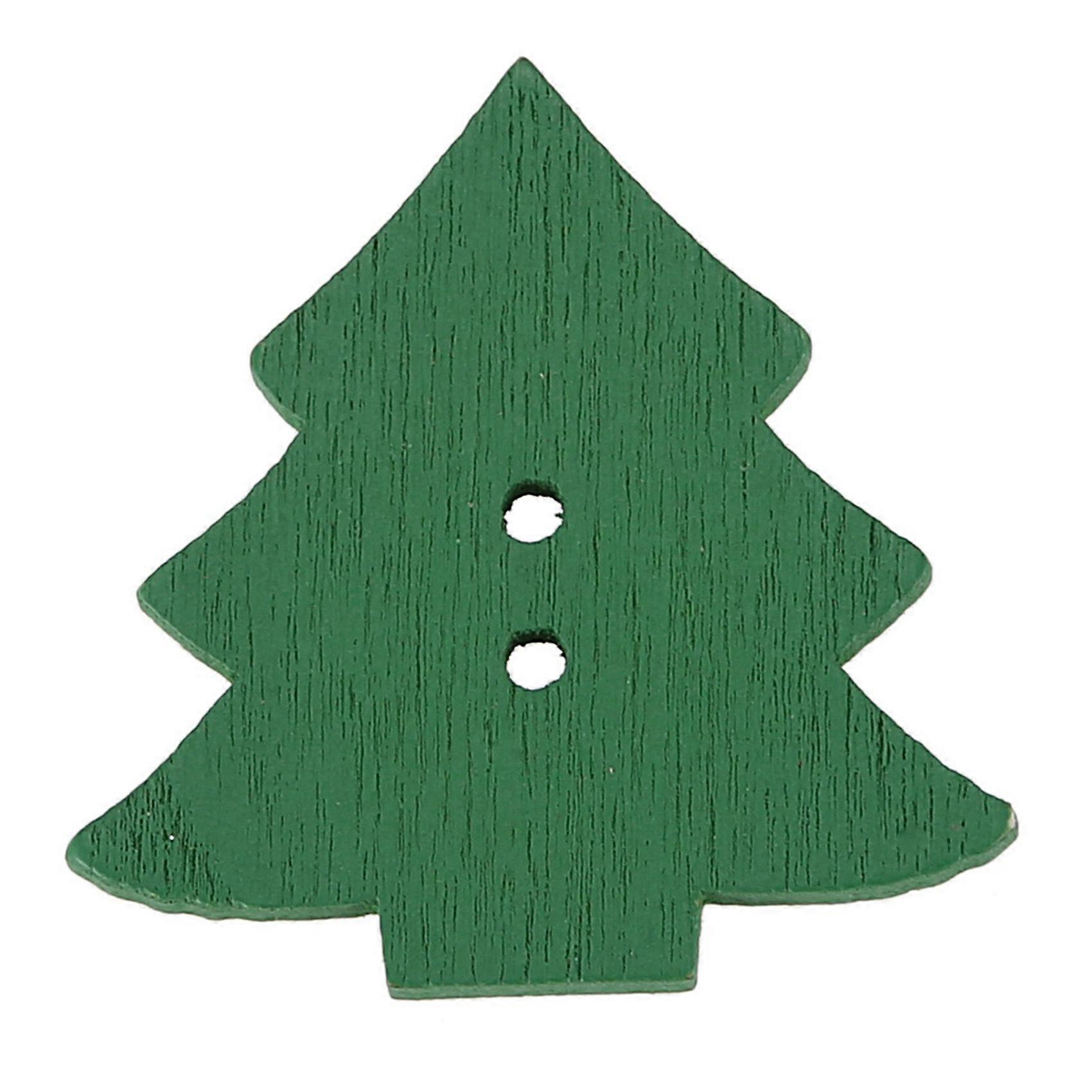 100pcs Christmas Tree Shape Decor Embellishment Wooden Buttons with Two ...