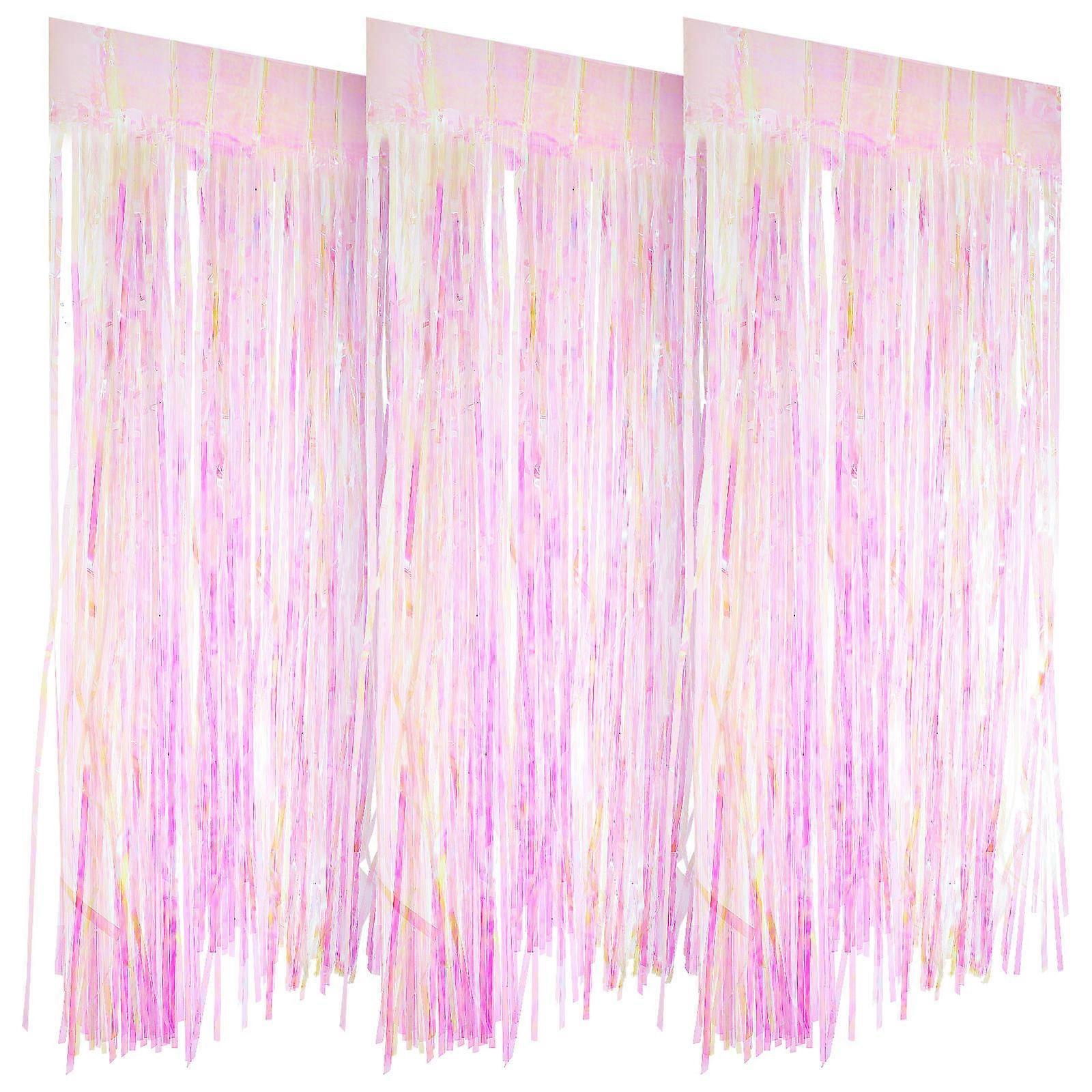 Fringe Foil Curtains Rainbow Door Decorations 3Pcs for Party Use
